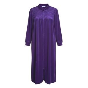 Vintage National Velour Womens size XXL  Purple Front Zip Robe House Coat Granny